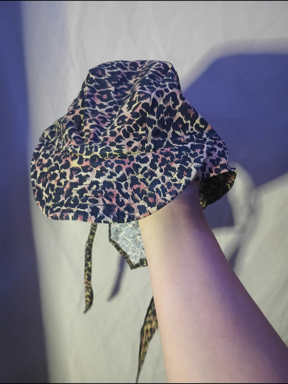 Road Runners Leopard Print Active Sports Cap with Tie Straps